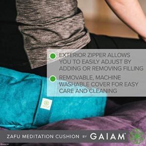 Gaiam Zafu Meditation Cushion - Round Yoga Pillow with Easy-to-Carry Handle - Floor Pillow for Pressure Relief - Machine Washable Cover (Sold Individually or with Zabuton Bundle), Purple