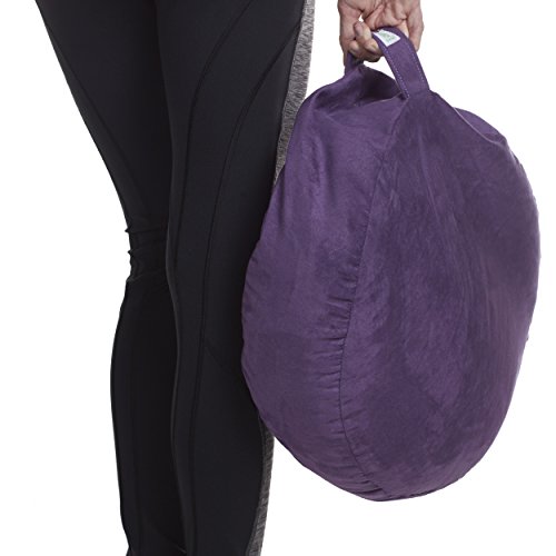 Gaiam Zafu Meditation Cushion - Round Yoga Pillow with Easy-to-Carry Handle - Floor Pillow for Pressure Relief - Machine Washable Cover (Sold Individually or with Zabuton Bundle), Purple