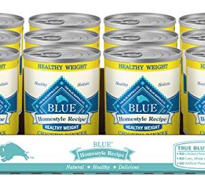 Blue Buffalo Homestyle Recipe Natural Adult Healthy Weight Wet Dog Food, Chicken 12.5-oz can (Pack of 12)