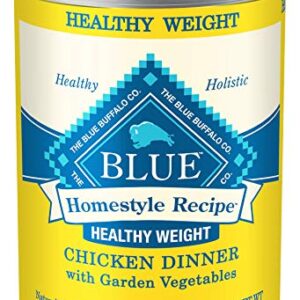 Blue Buffalo Homestyle Recipe Natural Adult Healthy Weight Wet Dog Food, Chicken 12.5-oz can (Pack of 12)