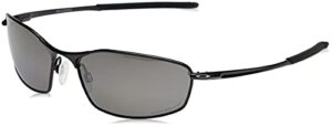 oakley men’s oo4141 whisker oval sunglasses, satin black/prizm black polarized, 60 mm
