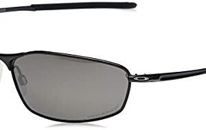 Oakley Men's OO4141 Whisker Oval Sunglasses, Satin Black/Prizm Black Polarized, 60 mm