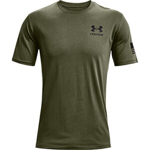 under armour men’s standard new freedom flag t-shirt, marine od green (391)/desert sand, x-large tall