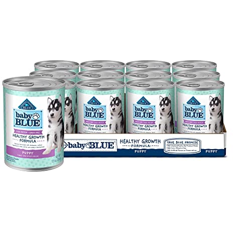 Blue Buffalo Baby BLUE Healthy Growth Formula Grain Free High Protein, Natural Puppy Wet Dog Food, Turkey and Potato Recipe 12.5-oz Cans (Pack of 12)