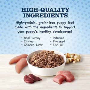 Blue Buffalo Baby BLUE Healthy Growth Formula Grain Free High Protein, Natural Puppy Wet Dog Food, Turkey and Potato Recipe 12.5-oz Cans (Pack of 12)