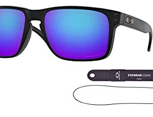 Oakley OO9417 Holbrook XL t 941721 59MM Matte Black/Prim Saphire Iridium Polarized Square Sunglasses for Men + BUNDLE Accessory Leash Kit + BUNDLE with Designer iWear Complimentary Care Kit