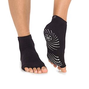 gaiam yoga socks – toeless grippy non slip sticky grip accessories for women & men – hot yoga, barre, pilates, ballet, dance, home – black/grey 2-pack