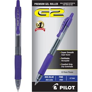 PILOT G2 Premium Gel Ink Pens, Fine Point, Iris Blue Ink, 12-Pack (17137)