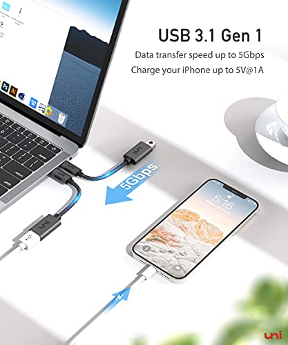 uni USB-C to USB 3.0 Adapter 2 Pack [Aluminum Shell], 5Gbps USB-C to USB Adapter, USB-C OTG Cable (Thunderbolt 3/4 Compatible) for MacBook Pro/Air, iPad Pro/Air, Surface Laptop, Galaxy S21 & More