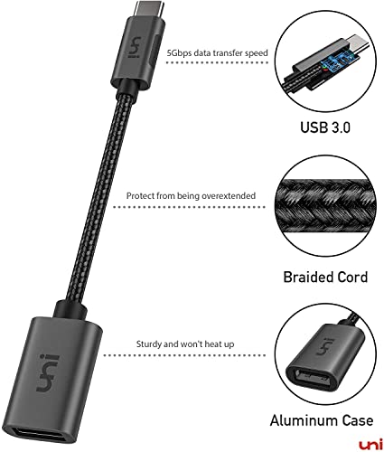 uni USB-C to USB 3.0 Adapter 2 Pack [Aluminum Shell], 5Gbps USB-C to USB Adapter, USB-C OTG Cable (Thunderbolt 3/4 Compatible) for MacBook Pro/Air, iPad Pro/Air, Surface Laptop, Galaxy S21 & More