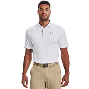 under armour mens tech golf polo , white (100)/graphite , medium