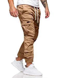 uni clau mens fashion cargo pants athletic joggers pants chino trousers sweatpants khaki
