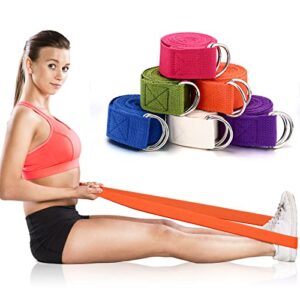 6 Pcs Yoga Strap for Stretching 8 Ft Yoga Exercise Adjustable Straps Yoga Bands with Safe Adjustable D Ring Buckle for Pilates Gym Workouts Yoga Fitness Improves Sitting Posture (Bright Color)