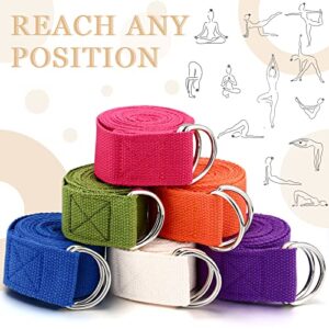 6 Pcs Yoga Strap for Stretching 8 Ft Yoga Exercise Adjustable Straps Yoga Bands with Safe Adjustable D Ring Buckle for Pilates Gym Workouts Yoga Fitness Improves Sitting Posture (Bright Color)