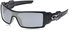 oakley men’s oo9081 oil rig rectangular sunglasses, polished black & silver ghost texture/black iridium, 28 mm
