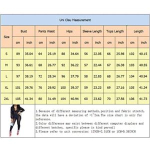 Uni Clau Women Sexy See Through Two Piece Outfits Set Long Sleeve Blouse Sheer Mesh Skinny Pants Club Jumpsuit Black XL