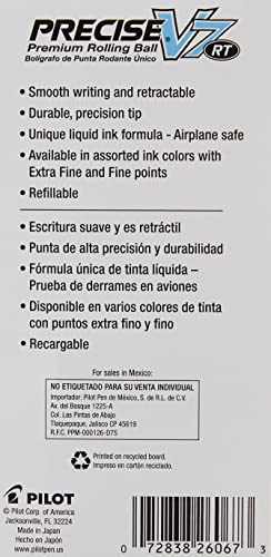 PILOT Precise V7 RT Refillable & Retractable Liquid Ink Rolling Ball Pens, Fine Point (0.7mm) Black Ink, 12-Pack (26067)