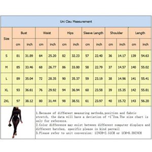 Uni Clau Women One Piece Outfits Mesh Sheer Bodycon Jumpsuit Long Sleeve See Through Party Catsuit Jumpsuits Black S