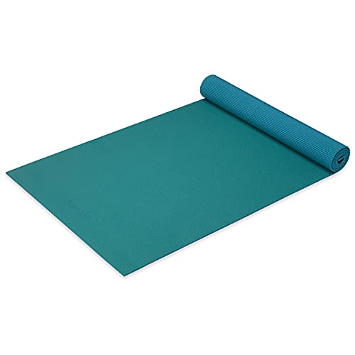 Gaiam Premium Reversible Two-Color Yoga Mat, Non Slip Exercise & Fitness Mat for All Types of Yoga, Pilates & Floor Exercises, 6mm, Turquoise Sea