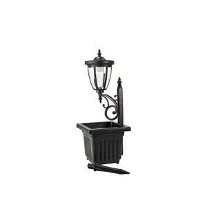 Sun-Ray 312022 Kambria Multi Function Solar Lamp Post and Planter, Wall Mount, Stake Light, Black, 2 Piece Set