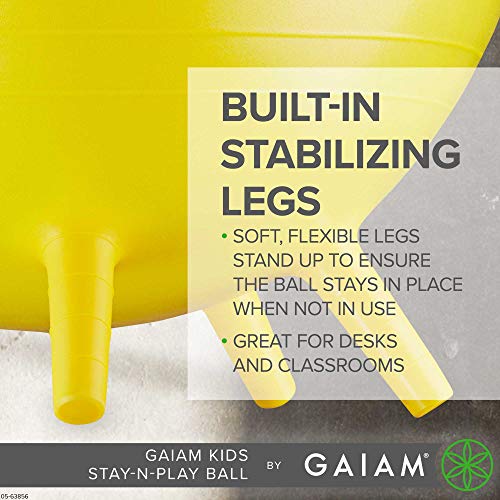 Gaiam Balance Ball Chair - No Roll 65cm Premium Ergonomic Yoga Ball Chair for Home and Office Desk with Exercise Guide, Easy Installation Ball Pump, and Built-in Stability Legs
