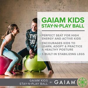 Gaiam Balance Ball Chair - No Roll 65cm Premium Ergonomic Yoga Ball Chair for Home and Office Desk with Exercise Guide, Easy Installation Ball Pump, and Built-in Stability Legs