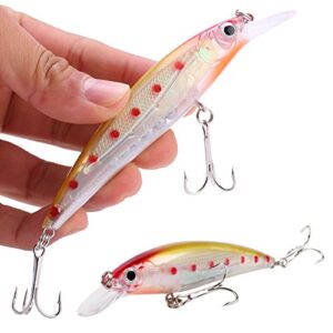 Sougayilang Minnow Fishing Lures Crankbaits Set Fishing Hard Baits Swimbaits Boat Topwater Lures for Trout Bass Perch Fishing-Style-E 10Pcs