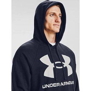 Under Armour Mens Rival Fleece Big Logo Hoodie , Midnight Navy (410)/Onyx White , XX-Large