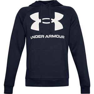 Under Armour Mens Rival Fleece Big Logo Hoodie , Midnight Navy (410)/Onyx White , XX-Large