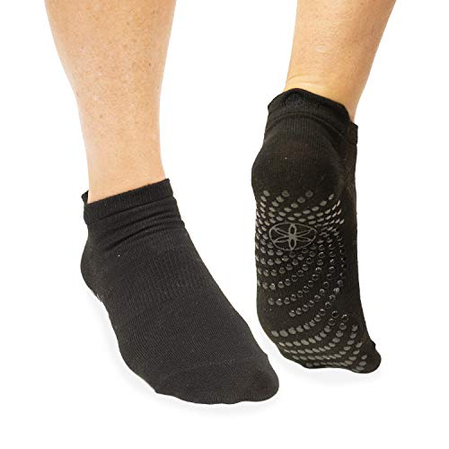 Gaiam Yoga Socks - Non Slip Fitness Sock Grips for Women & Men | Ideal for Home Use & All Types of Yoga, Pilates, Barre, Dance (One Size Fits Most), Black