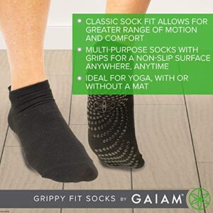 Gaiam Yoga Socks - Non Slip Fitness Sock Grips for Women & Men | Ideal for Home Use & All Types of Yoga, Pilates, Barre, Dance (One Size Fits Most), Black