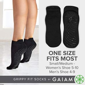 Gaiam Yoga Socks - Non Slip Fitness Sock Grips for Women & Men | Ideal for Home Use & All Types of Yoga, Pilates, Barre, Dance (One Size Fits Most), Black