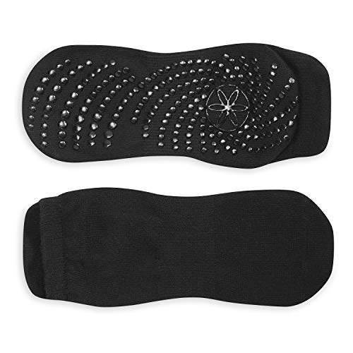 Gaiam Yoga Socks - Non Slip Fitness Sock Grips for Women & Men | Ideal for Home Use & All Types of Yoga, Pilates, Barre, Dance (One Size Fits Most), Black