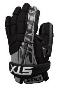 stx lacrosse shield goalie glove, black, 10-inch
