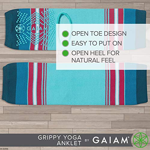 Gaiam Yoga Sock Anklets - Grippy Leg Warmer Ankle Socks for Yoga, Barre, Pilates, Dance, Aerobics - Bermuda Blue