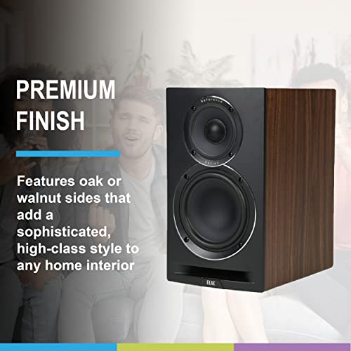 ELAC Uni-Fi Reference 3-Way 6-1/2" Bookshelf Speakers, Pair of Bookshelf Speakers System for Home Entertainment, Black Baffle with Walnut Sides