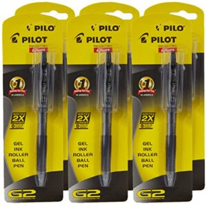 pilot g2 07 black fine retractable gel ink pen rollerball 0.7mm nib tip 0.39mm line width refillable bl-g2-7 (6)