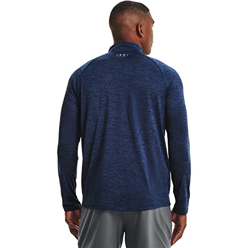 Under Armour Men's Tech 2.0 1/2 Zip-Up Long Sleeve T-Shirt , Academy Blue (409)/Steel , X-Large Tall