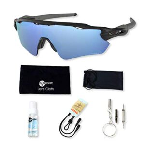 Oakley Radar EV Path, OO9208 (55) Matte Black/Prizm Deep Water Polarized 138mm, Sunglasses Bundle with original case, and accessories (5 items)