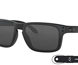 Oakley Holbrook OO9102 9102E5 Matte Black/Grey Sunglasses For Men Bundle Leash + VISIOVA Accessories