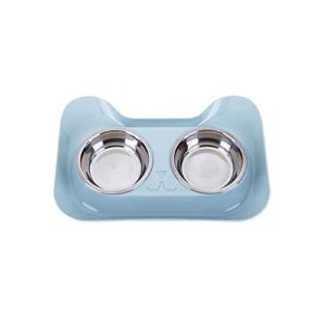fuuie bowls for food and water double dog cat bowls cute cat shaped food water feeder for small dogs cats feeding stainless steel pet bowl supplies (color : blue)