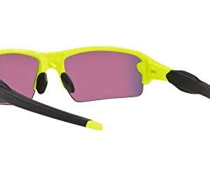 Oakley Men's OO9271 Flak 2.0 Low Bridge Fit Rectangular Sunglasses, Neon Yellow/Prizm Road, 61 mm