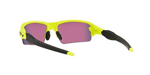 Oakley Men's OO9271 Flak 2.0 Low Bridge Fit Rectangular Sunglasses, Neon Yellow/Prizm Road, 61 mm