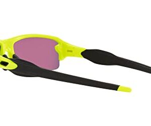 Oakley Men's OO9271 Flak 2.0 Low Bridge Fit Rectangular Sunglasses, Neon Yellow/Prizm Road, 61 mm