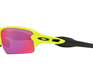 Oakley Men's OO9271 Flak 2.0 Low Bridge Fit Rectangular Sunglasses, Neon Yellow/Prizm Road, 61 mm