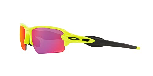 Oakley Men's OO9271 Flak 2.0 Low Bridge Fit Rectangular Sunglasses, Neon Yellow/Prizm Road, 61 mm