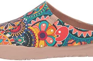 UIN Women's Travel Slipper Lightweight Home Slip Ons Walking Casual Art Painted Travel Holiday Shoes Blossom (9)