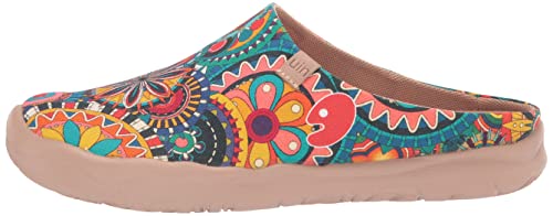 UIN Women's Travel Slipper Lightweight Home Slip Ons Walking Casual Art Painted Travel Holiday Shoes Blossom (9)