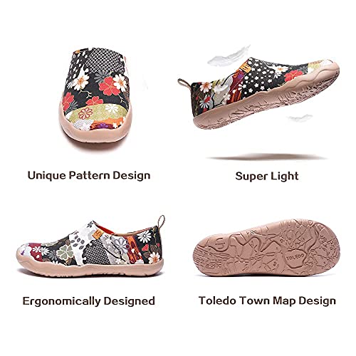 UIN Women's Casual Loafers Travel Painted Walking Slip On Lightweight Comfortable Canvas Fashion Sneakers Hana (42)