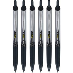 Pilot Precise V10 RT Retractable Liquid Ink Rollerball Pens, Bold Point, 1.0mm, Black Ink, 6 Count